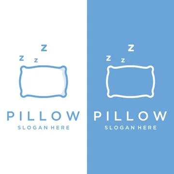 Bed and sleep logo template creative design, with pillow,zzz, clock, moon a.. Illustrazione stock