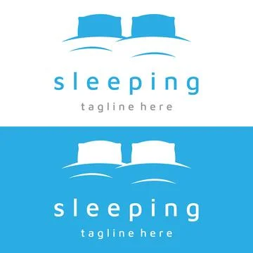 Bed and sleep logo template creative design, with pillow,zzz, clock, moon a.. Stock Illustration