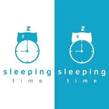 Bed and sleep logo template creative design, with pillow,zzz, clock, moon a.. Stock Illustration