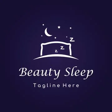 Bed and sleep logo template creative design, with pillow,zzz, clock, moon a.. Stock Illustration