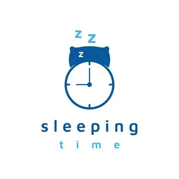 Bed and sleep logo template creative design, with pillow,zzz, clock, moon a.. Stock Illustration