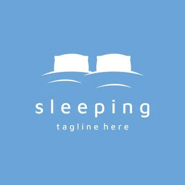 Bed and sleep logo template creative design, with pillow,zzz, clock, moon a.. Stock Illustration