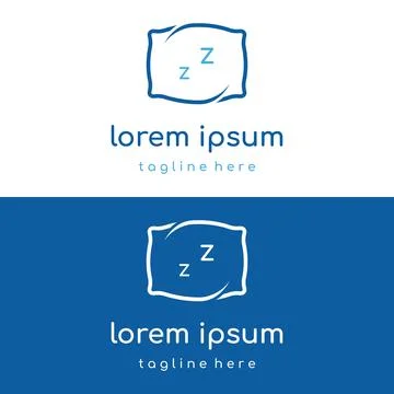 Bed and sleep logo template creative design, with pillow,zzz, clock, moon a.. Stock Illustration