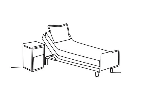 A bed and table in the intensive room Stock Illustration