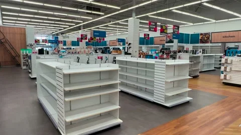 Bed Bath &amp; Beyond - Interior - Going Out Of Business - Empty Shelves Stock Footage 234070573