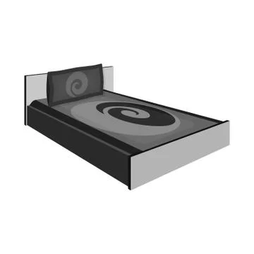 Bed with beautiful red patterns.Bed single icon in monochrome style vector 스톡 일러스트