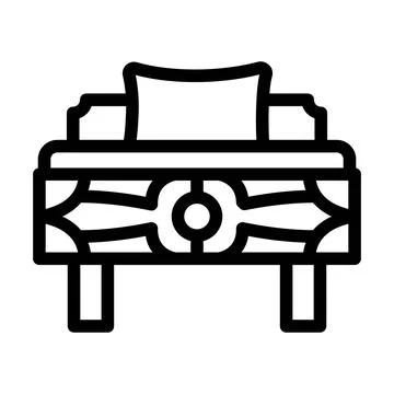 Bed bedroom interior line icon vector illustration Stock Illustration