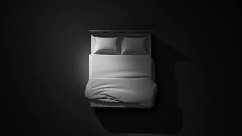 A bed on a black background Stock Footage 196277980