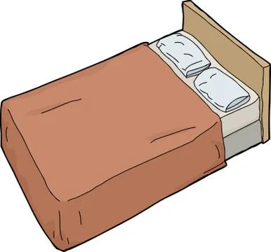 Bed with brown blanket Stock Illustration