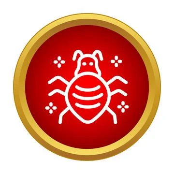 Bed bug parasite icon on red circle background 스톡 일러스트