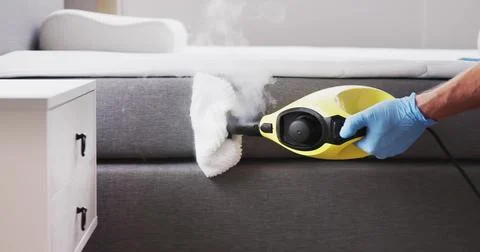 Bed Bug Pest Control Cleaning Using Steam Machine Stock Photos