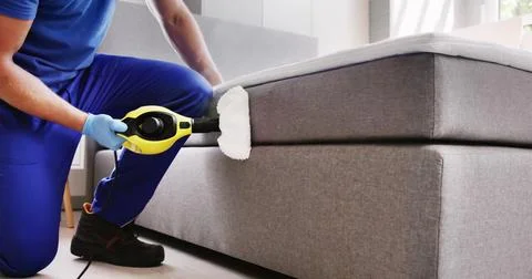 Bed Bug Pest Control Cleaning Using Steam Machine Stock Photos