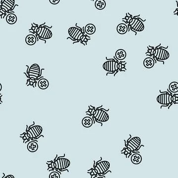 Bed bug treatment line seamless pattern Stock Illustration