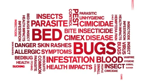 Bed Bugs animated word cloud,design animation kinetic typography seamless loop. 스톡 동영상 155583872