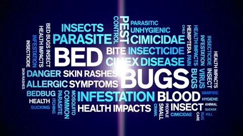 Bed Bugs animated word cloud,design animation kinetic typography seamless loop. Vidéo 155584178