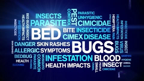 Bed Bugs animated word cloud,design animation kinetic typography seamless loop. 스톡 동영상 155584329