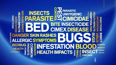 Bed Bugs animated word cloud,design animation kinetic typography seamless loop. 스톡 동영상 155584888