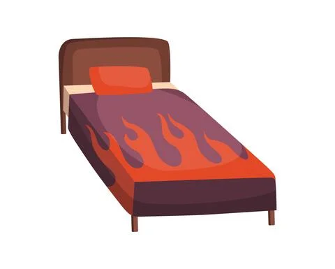Bed cartoon. Vector illustration of color bed with pillow. Icon of furniture Stock Illustration