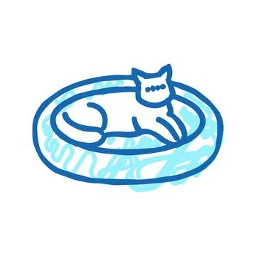 Bed cat breeding icon doodle illustration Stock Illustration