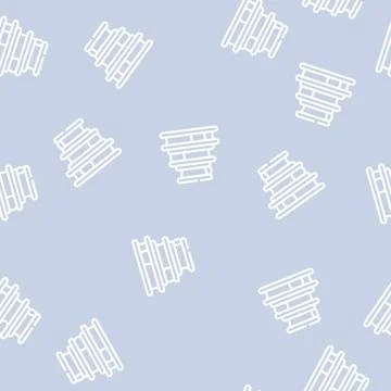 Bed for cat line vector seamless pattern Stock Illustration