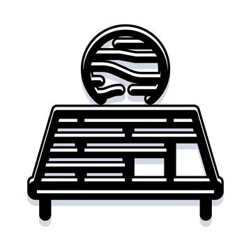 Bed with circle design illustrating sleep and home concept Stock Illustration