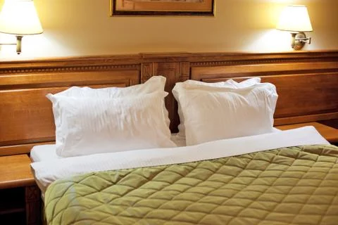 Bed closeup view Stock Photos