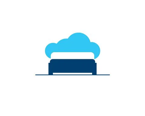 Bed with cloud behind headbed to symbolize nice sleeping like in the air Stock Illustration