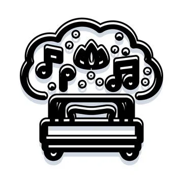Bed with cloud indicating peaceful sleep and dreams Illustrazione stock