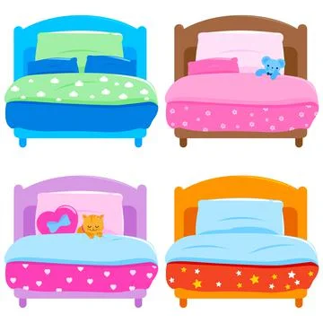 Bed collection. Vector illustration set Stock Illustration
