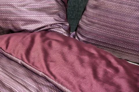 Bed Comforter Sleep Closeup Object Household Wrinkled Texture Folded Purple Stock Photos