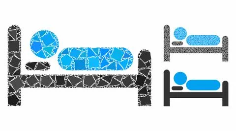 Bed Composition Icon of Uneven Elements Stock Illustration