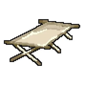 Bed cot camp game pixel art vector illustration イラスト素材