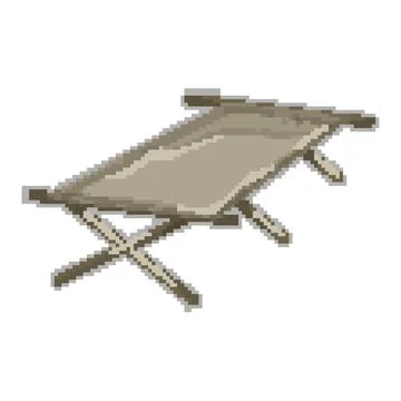 Bed cot camp pixel art vector illustration Stock Illustration