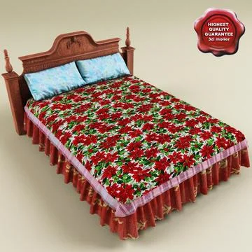 Bed with coverlet V3 3D Model