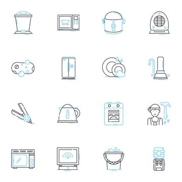 Bed design linear icons set. Comfort, Style, Functionality, Ergonomic Stock Illustration