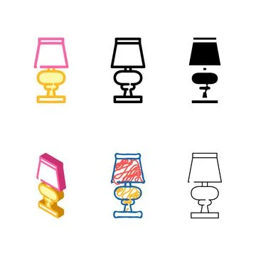 Bed designs table lamp color icon vector Stock Illustration