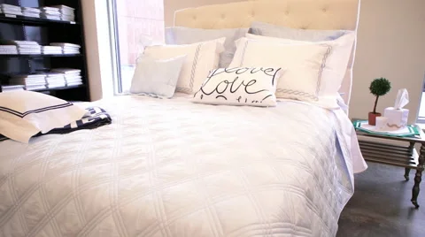 Bed Display in Linen Store Video stock 46756724
