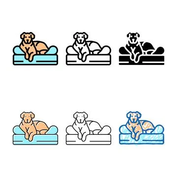 Bed dog forms color icon vector Stock Illustration