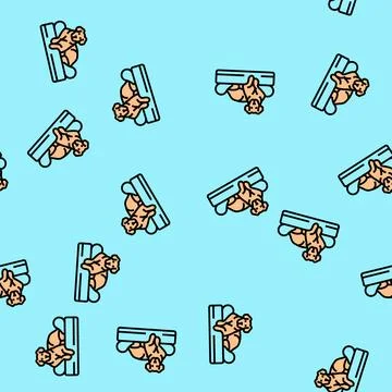 Bed dog vector seamless pattern Illustrazione stock