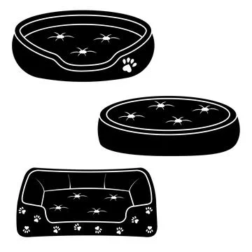 Bed for dogs and cats, isolated vector illustration icon Stock Illustration