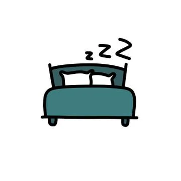 Bed doodle icon, vector color line illustration Stock Illustration
