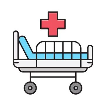 Bed flat color icon Stock Illustration