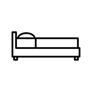 Bed flat icon. Pictogram for web. Line stroke. Isolated on white background.  Stock Illustration