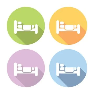 Bed Flat Icons Set Stock Illustration