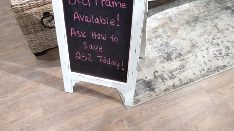 Bed Frame Available - Chalkboard Signage - Retail Store Stock Footage 137472019