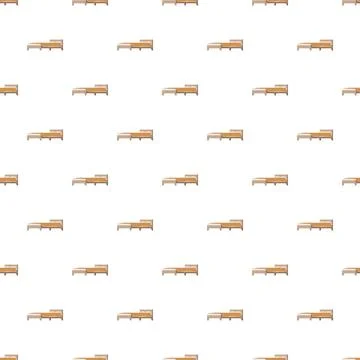 Bed furniture repeating seamless pattern on white background Stock Illustration