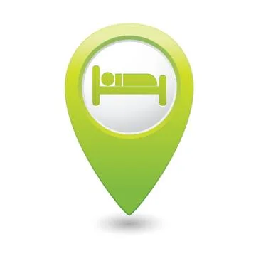 Bed GREEN map pointer Stock Illustration