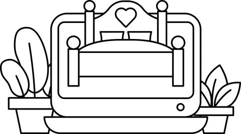 A bed with a heart on it is on a table Illustrazione stock
