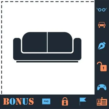 Bed icon flat Stock Illustration