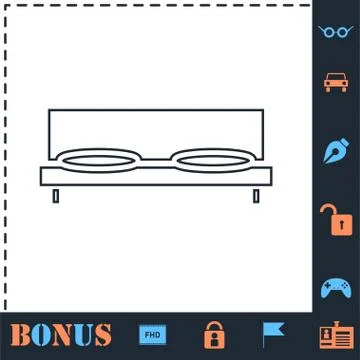 Bed icon flat Stock Illustration